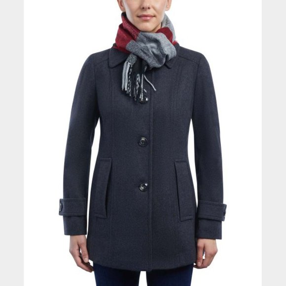 London Fog Jackets & Blazers - London Fog Wool Blend Overcoat Peacoat With Scarf NWT Women's XL Gray